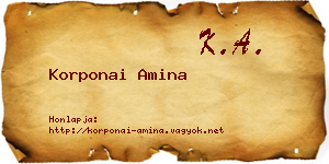 Korponai Amina névjegykártya